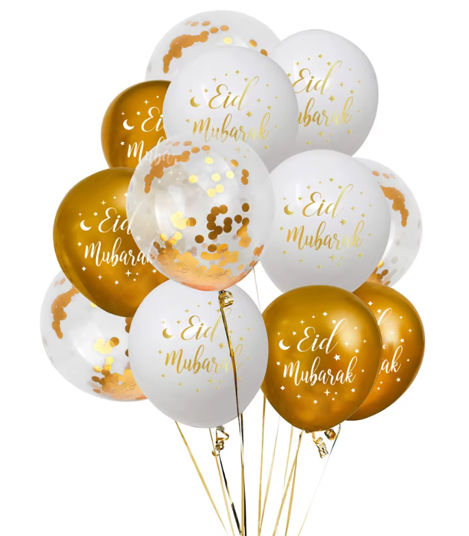 EID WHITE/GOLD BALLOONS